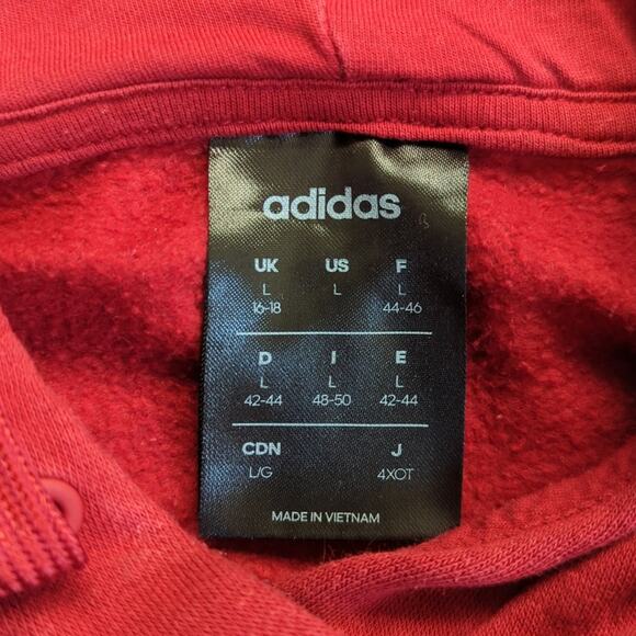 Adidas Heavy Cotton Classic 3 Stripe Dark Red Pull Over Hoodie - Picture 4 of 4